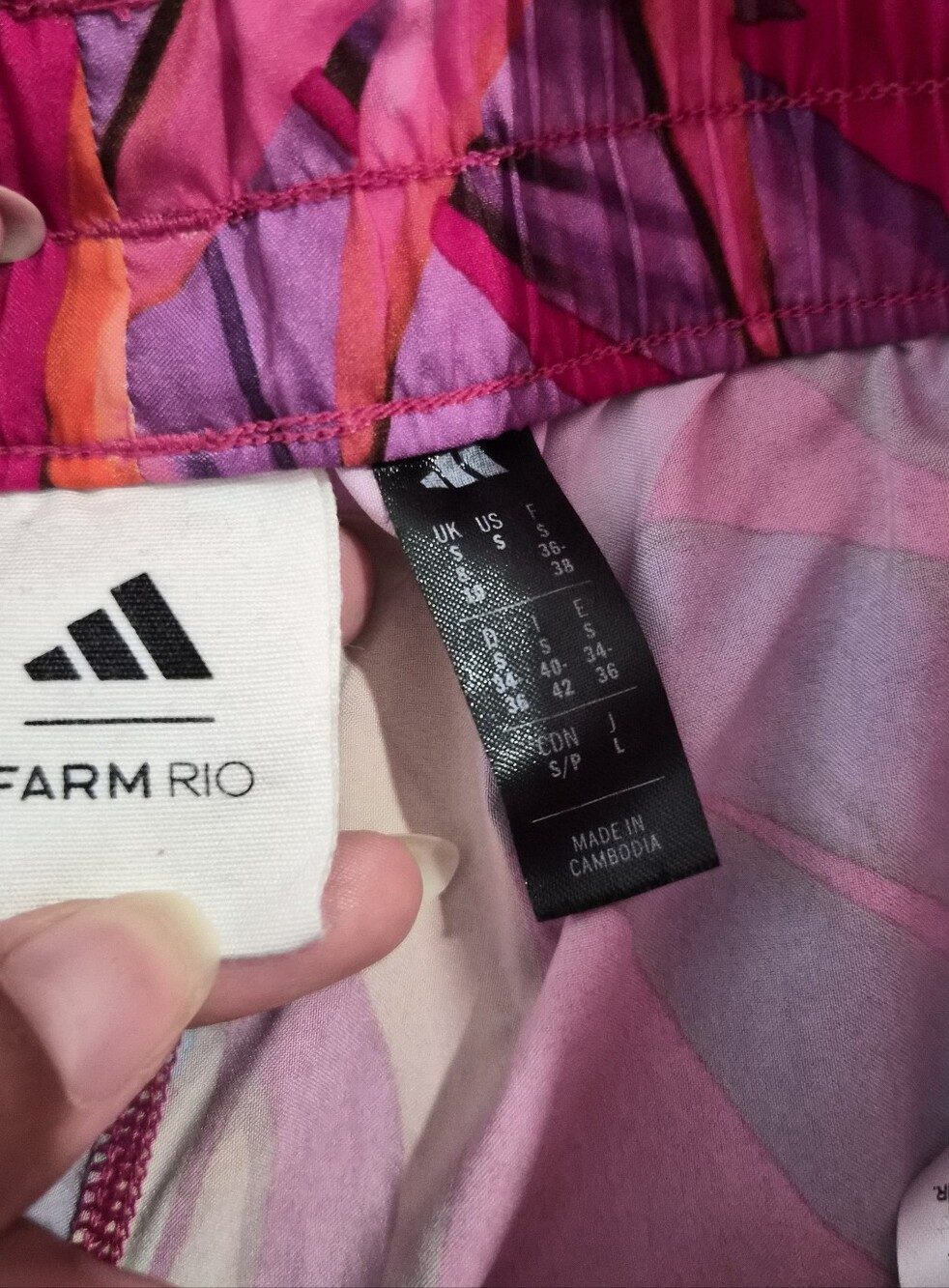 Farm Rio X Adidas Pink Tropical Print Training Pacer Run Shorts Size Small View 4
